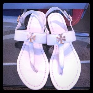 Tory Burch white Sandals with gold metal size 9